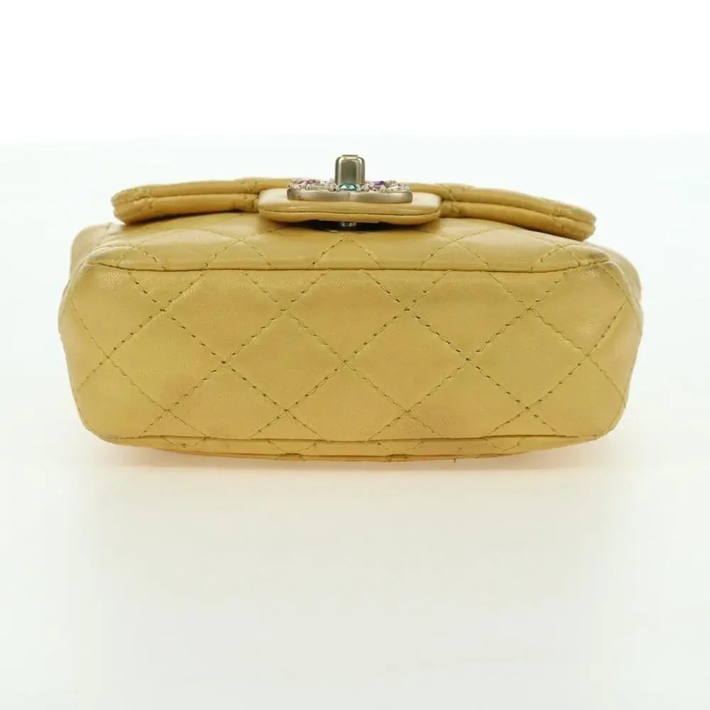 Chanel Mini Matelasse Lambskin 16 Chain Shoulder Bag Yellow Gold